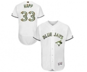 Men's Majestic Toronto Blue Jays #33 J.A. Happ Authentic White 2016 Memorial Day Fashion Flex Base MLB Jersey Men's Majestic Toronto Blue Jays #33 J.A. Happ Authentic White 2016 Memorial Day Fashion Flex Base MLB Jersey