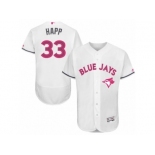 Men's Majestic Toronto Blue Jays #33 J.A. Happ Authentic White 2016 Mother's Day Fashion Flex Base MLB Jersey Men's Majestic Toronto Blue Jays #33 J.A. Happ Authentic White 2016 Mother's Day Fashion Flex Base MLB Jersey