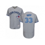 Men's Majestic Toronto Blue Jays #33 J.A. Happ Grey Flexbase Authentic Collection MLB Jersey Men's Majestic Toronto Blue Jays #33 J.A. Happ Grey Flexbase Authentic Collection MLB Jersey