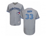 Men's Majestic Toronto Blue Jays #33 J.A. Happ Grey Flexbase Authentic Collection MLB Jersey Men's Majestic Toronto Blue Jays #33 J.A. Happ Grey Flexbase Authentic Collection MLB Jersey