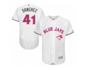 Men's Majestic Toronto Blue Jays #41 Aaron Sanchez Authentic White 2016 Mother's Day Fashion Flex Base MLB Jersey Men's Majestic Toronto Blue Jays #41 Aaron Sanchez Authentic White 2016 Mother's Day Fashion Flex Base MLB Jersey