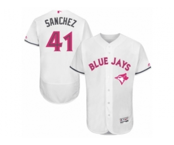 Men's Majestic Toronto Blue Jays #41 Aaron Sanchez Authentic White 2016 Mother's Day Fashion Flex Base MLB Jersey