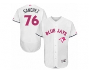 Men's Majestic Toronto Blue Jays #76 Tony Sanchez Authentic White 2016 Mother's Day Fashion Flex Base MLB Jersey Men's Majestic Toronto Blue Jays #76 Tony Sanchez Authentic White 2016 Mother's Day Fashion Flex Base MLB Jersey