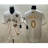 Men's Toronto Blue Jays #0 Andres Gimenez White Gold 2025 American League Champions Limited Jersey
