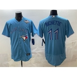 Men's Toronto Blue Jays #11 Bo Bichette Blue 2025 World Series Flex Base Stitched Baseball Jersey Men's Toronto Blue Jays #11 Bo Bichette Blue 2025 World Series Flex Base Stitched Baseball Jersey