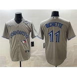 Men's Toronto Blue Jays #11 Bo Bichette Gray 2025 World Series Home Cool Base Stitched Jersey Men's Toronto Blue Jays #11 Bo Bichette Gray 2025 World Series Home Cool Base Stitched Jersey