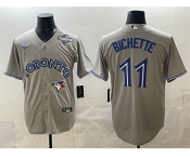 Men's Toronto Blue Jays #11 Bo Bichette Gray 2025 World Series Home Cool Base Stitched Jersey Men's Toronto Blue Jays #11 Bo Bichette Gray 2025 World Series Home Cool Base Stitched Jersey