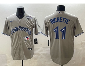 Men's Toronto Blue Jays #11 Bo Bichette Gray 2025 World Series Home Cool Base Stitched Jersey
