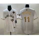 Men's Toronto Blue Jays #11 Bo Bichette White Gold 2025 American League Champions Limited Stitched Jersey