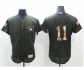 Men's Toronto Blue Jays #11 Kevin Pillar Majestic Green Salute to Service Flexbase Authentic Collection Jersey Men's Toronto Blue Jays #11 Kevin Pillar Majestic Green Salute to Service Flexbase Authentic Collection Jersey