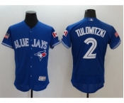 Men's Toronto Blue Jays #2 Troy Tulowitzki Majestic Blue Fashion Stars & Stripes Flex Base Player Jersey Men's Toronto Blue Jays #2 Troy Tulowitzki Majestic Blue Fashion Stars & Stripes Flex Base Player Jersey