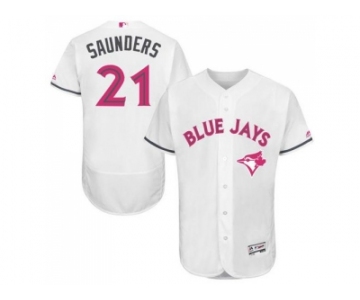 Men's Toronto Blue Jays #21 Michael Saunders White Flexbase Authentic Collection 2016 Mother's Day Stitched Baseball Jersey