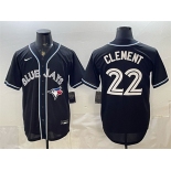 Men's Toronto Blue Jays #22 Ernie Clement 2026 Fashion Replica Black Out Stitched Baseball Jersey Men's Toronto Blue Jays #22 Ernie Clement 2026 Fashion Replica Black Out Stitched Baseball Jersey