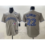 Men's Toronto Blue Jays #22 Ernie Clement Grey 2025 World Series Cool Base Stitched Baseball Jersey