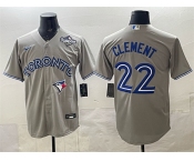 Men's Toronto Blue Jays #22 Ernie Clement Grey 2025 World Series Cool Base Stitched Baseball Jersey