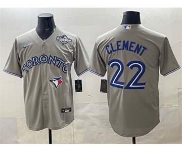 Men's Toronto Blue Jays #22 Ernie Clement Grey 2025 World Series Cool Base Stitched Baseball Jersey