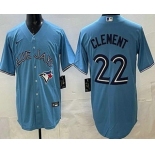 Men's Toronto Blue Jays #22 Ernie Clement Light Blue Cool Base Jersey Men's Toronto Blue Jays #22 Ernie Clement Light Blue Cool Base Jersey