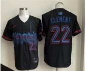 Men's Toronto Blue Jays #22 Ernie Clement Navy 2024 City Connect Limited Stitched Baseball Jersey Men's Toronto Blue Jays #22 Ernie Clement Navy 2024 City Connect Limited Stitched Baseball Jersey