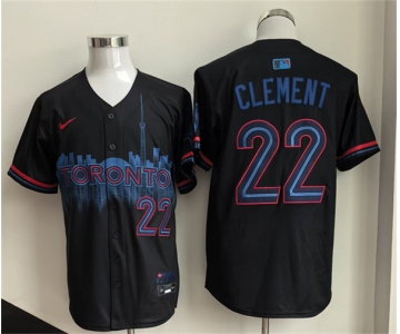 Men's Toronto Blue Jays #22 Ernie Clement Navy 2024 City Connect Limited Stitched Baseball Jersey