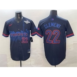 Men's Toronto Blue Jays #22 Ernie Clement Navy 2025 World Series City Connect Limited Stitched Baseball Jersey