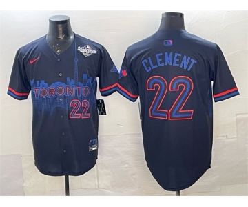 Men's Toronto Blue Jays #22 Ernie Clement Navy 2025 World Series City Connect Limited Stitched Baseball Jersey