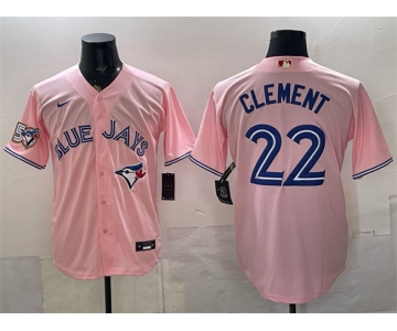 Men's Toronto Blue Jays #22 Ernie Clement Pink 50 Seasons Patch Stitched Baseball Jersey