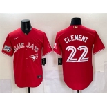 Men's Toronto Blue Jays #22 Ernie Clement Red 50 Seasons Patch Stitched Baseball Jersey Men's Toronto Blue Jays #22 Ernie Clement Red 50 Seasons Patch Stitched Baseball Jersey