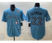 Men's Toronto Blue Jays #22 Ernie Clement Royal 2025 World Series Cool Base Stitched Baseball Jersey Men's Toronto Blue Jays #22 Ernie Clement Royal 2025 World Series Cool Base Stitched Baseball Jersey