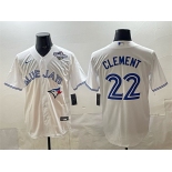 Men's Toronto Blue Jays #22 Ernie Clement White 2025 World Series Home Cool Base Stitched Jersey Men's Toronto Blue Jays #22 Ernie Clement White 2025 World Series Home Cool Base Stitched Jersey
