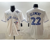 Men's Toronto Blue Jays #22 Ernie Clement White 2025 World Series Home Cool Base Stitched Jersey Men's Toronto Blue Jays #22 Ernie Clement White 2025 World Series Home Cool Base Stitched Jersey