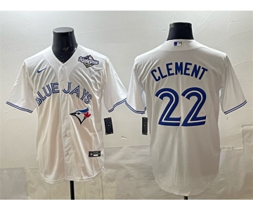 Men's Toronto Blue Jays #22 Ernie Clement White 2025 World Series Home Cool Base Stitched Jersey