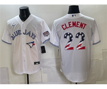 Men's Toronto Blue Jays #22 Ernie Clement White 2026 USA 250 Fourth of July Stitched Baseball Jersey