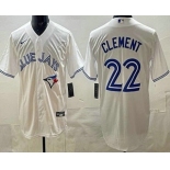 Men's Toronto Blue Jays #22 Ernie Clement White Cool Base Jersey Men's Toronto Blue Jays #22 Ernie Clement White Cool Base Jersey