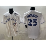 Men's Toronto Blue Jays #25 Anthony Santander White 2025 World Series Home Cool Base Stitched Baseball Jersey