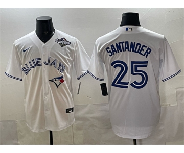 Men's Toronto Blue Jays #25 Anthony Santander White 2025 World Series Home Cool Base Stitched Baseball Jersey
