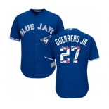 Men's Toronto Blue Jays #27 Vladimir Guerrero Jr. Authentic Blue Team Logo Fashion Baseball Jersey Men's Toronto Blue Jays #27 Vladimir Guerrero Jr. Authentic Blue Team Logo Fashion Baseball Jersey