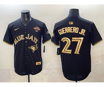 Men's Toronto Blue Jays #27 Vladimir Guerrero Jr. Black Gold 2025 American League Champions Limited Stitched Baseball Jersey