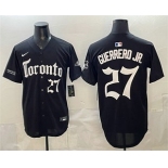 Men's Toronto Blue Jays #27 Vladimir Guerrero Jr Black Gothic North Edition Limited Stitched Baseball Jersey
