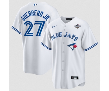 Men's Toronto Blue Jays #27 Vladimir Guerrero Jr. White 2025 World Series Home Cool Base Stitched Jersey