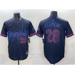 Men's Toronto Blue Jays #28 Ernie Clement Navy 2024 City Connect Limited Stitched Baseball Jersey Men's Toronto Blue Jays #28 Ernie Clement Navy 2024 City Connect Limited Stitched Baseball Jersey