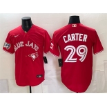 Men's Toronto Blue Jays #29 Joe Carter Red 50 Seasons Patch Stitched Baseball Jersey Men's Toronto Blue Jays #29 Joe Carter Red 50 Seasons Patch Stitched Baseball Jersey
