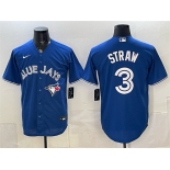 Men's Toronto Blue Jays #3 Myles Straw Royal Stitched Baseball Jersey Men's Toronto Blue Jays #3 Myles Straw Royal Stitched Baseball Jersey