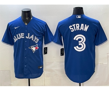 Men's Toronto Blue Jays #3 Myles Straw Royal Stitched Baseball Jersey