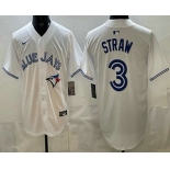 Men's Toronto Blue Jays #3 Myles Straw White Limited Jersey