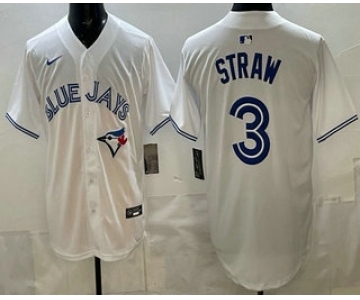 Men's Toronto Blue Jays #3 Myles Straw White Limited Jersey