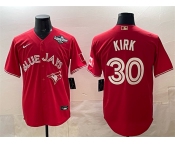 Men's Toronto Blue Jays #30 Alejandro Kirk Red 2025 World Series Cool Base Stitched Baseball Jersey Men's Toronto Blue Jays #30 Alejandro Kirk Red 2025 World Series Cool Base Stitched Baseball Jersey