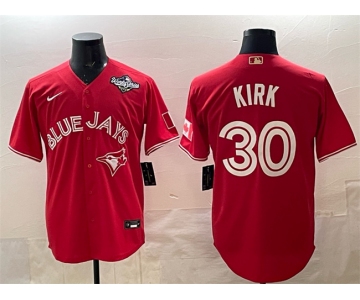 Men's Toronto Blue Jays #30 Alejandro Kirk Red 2025 World Series Cool Base Stitched Baseball Jersey