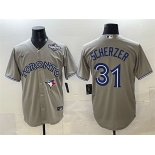 Men's Toronto Blue Jays #31 Max Scherzer Gray 2025 World Series Cool Base Stitched Baseball Jersey
