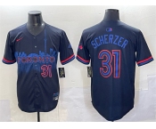 Men's Toronto Blue Jays #31 Max Scherzer Navy 2024 City Connect Limited Stitched Baseball Jersey