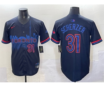 Men's Toronto Blue Jays #31 Max Scherzer Navy 2024 City Connect Limited Stitched Baseball Jersey